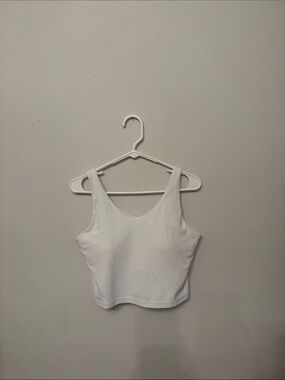 Athleta White V-Neck Tank Crop Top